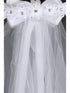 Kids Dream Girls White Gem Floral Back Bow Comb 21" Communion Flower Girl Veil - SophiasStyle.com